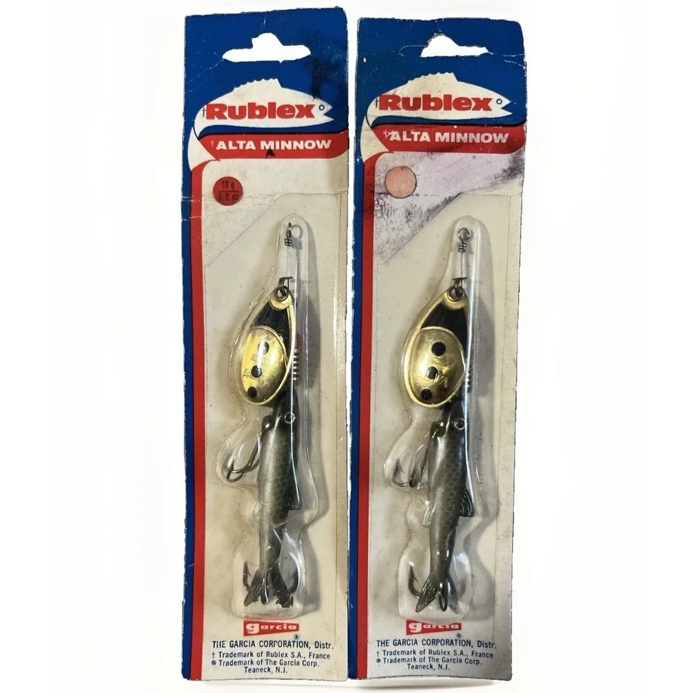 Vintage Rublex Alta Minnow Spinner Lures NOS France Garcia 10g 3/8 Oz Pair